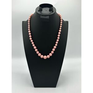 Vintage Marvella Light Pink With Gold Toned Spacer Beaded Necklace